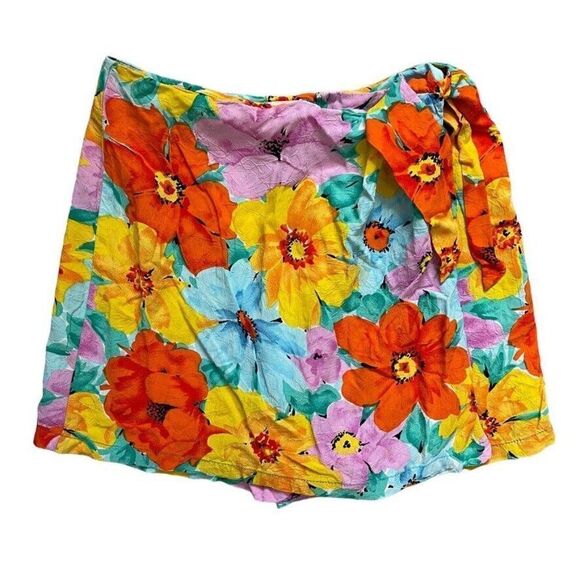 Vintage Jams World Womens Tropical Floral Hawaiian Mini Skirt Skort Sz S - Picture 1 of 5